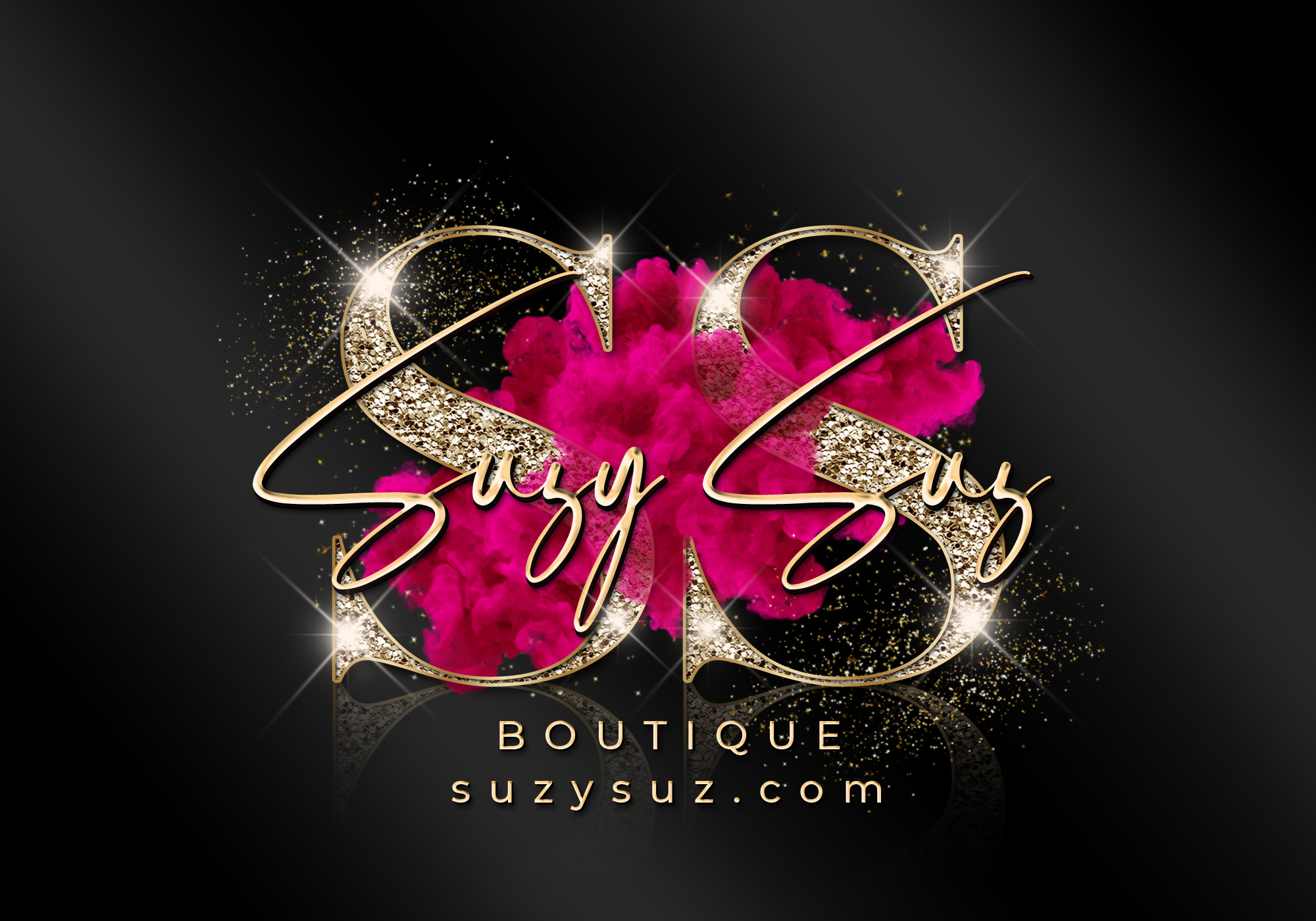 Suzy Suz Boutique logo with glitter effects.